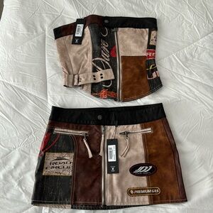 Jaded London Daytona Vegan Leather Corset Top and Mini Skirt